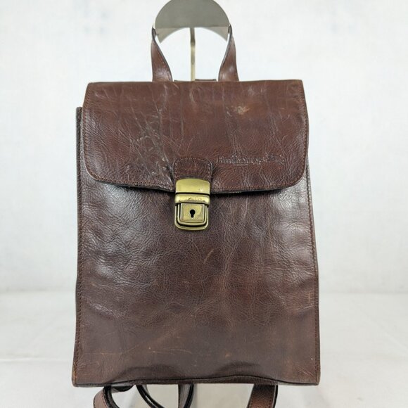 Vintage Burberry Pure Leather Backpack Brown main image 13